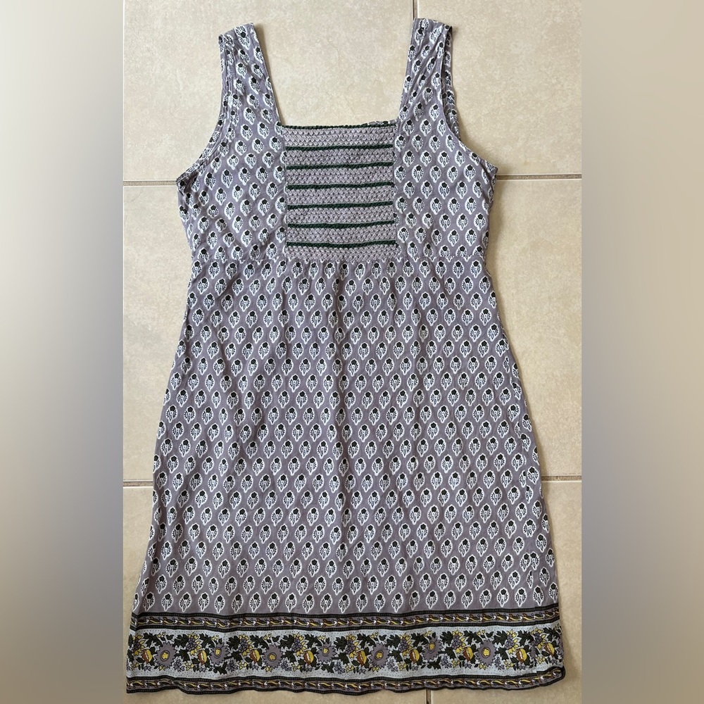 Funky People Cotton Printed Embroidered Detal Mini Dress Sz L Drawstring Boho